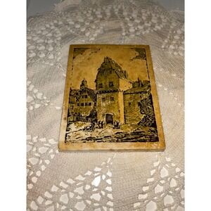 Vtg 1929 Buckbee-Brehm Medieval City Gate Nuremberg Intaglio Plaq Etching Art